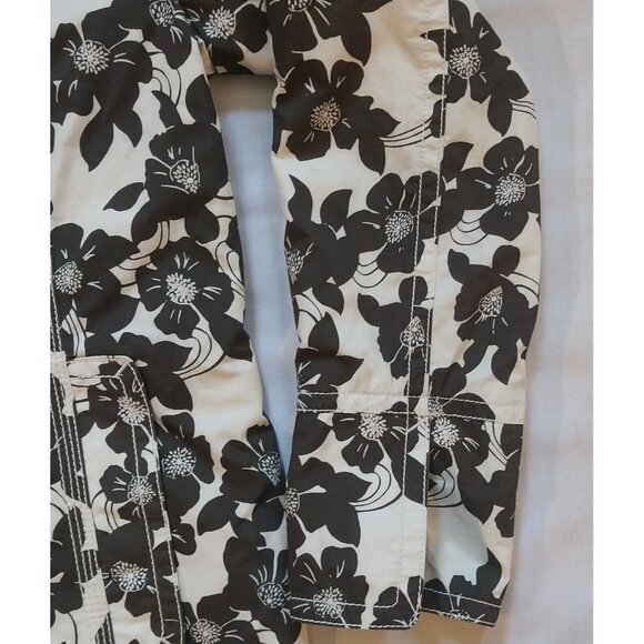 Eddie Bauer Women Size S Brown Floral Print Button Up Cotton Trench Jacket - Picture 2 of 11